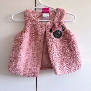Disney Minnie Mouse Fur Vest Sequins in Pink Baby Girl Size 12M